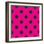 Pattern or Texture with Black Polka Dots on Neon Pink Background-IngaLinder-Framed Art Print