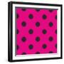 Pattern or Texture with Black Polka Dots on Neon Pink Background-IngaLinder-Framed Art Print