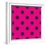 Pattern or Texture with Black Polka Dots on Neon Pink Background-IngaLinder-Framed Art Print