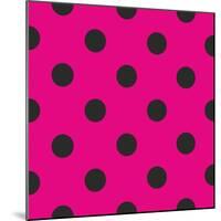 Pattern or Texture with Black Polka Dots on Neon Pink Background-IngaLinder-Mounted Art Print