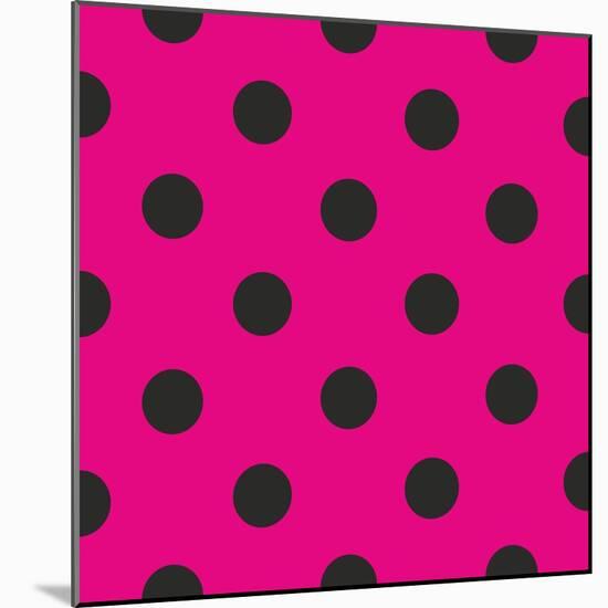 Pattern or Texture with Black Polka Dots on Neon Pink Background-IngaLinder-Mounted Art Print