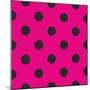 Pattern or Texture with Black Polka Dots on Neon Pink Background-IngaLinder-Mounted Art Print