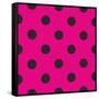 Pattern or Texture with Black Polka Dots on Neon Pink Background-IngaLinder-Framed Stretched Canvas