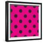 Pattern or Texture with Black Polka Dots on Neon Pink Background-IngaLinder-Framed Premium Giclee Print