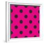 Pattern or Texture with Black Polka Dots on Neon Pink Background-IngaLinder-Framed Premium Giclee Print