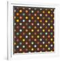 Pattern or Texture with Colorful Polka Dots on Dark Brown Background-IngaLinder-Framed Art Print