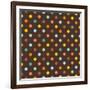 Pattern or Texture with Colorful Polka Dots on Dark Brown Background-IngaLinder-Framed Art Print