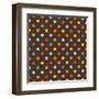 Pattern or Texture with Colorful Polka Dots on Dark Brown Background-IngaLinder-Framed Art Print