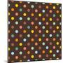 Pattern or Texture with Colorful Polka Dots on Dark Brown Background-IngaLinder-Mounted Art Print