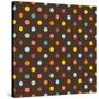 Pattern or Texture with Colorful Polka Dots on Dark Brown Background-IngaLinder-Stretched Canvas
