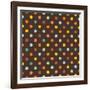 Pattern or Texture with Colorful Polka Dots on Dark Brown Background-IngaLinder-Framed Art Print