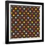 Pattern or Texture with Colorful Polka Dots on Dark Brown Background-IngaLinder-Framed Art Print