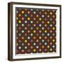 Pattern or Texture with Colorful Polka Dots on Dark Brown Background-IngaLinder-Framed Art Print