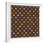 Pattern or Texture with Colorful Polka Dots on Dark Brown Background-IngaLinder-Framed Art Print