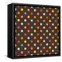 Pattern or Texture with Colorful Polka Dots on Dark Brown Background-IngaLinder-Framed Stretched Canvas