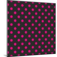 Pattern or Texture with Neon Pink Polka Dots on Black Background-IngaLinder-Mounted Art Print