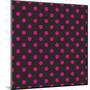 Pattern or Texture with Neon Pink Polka Dots on Black Background-IngaLinder-Mounted Art Print