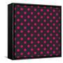 Pattern or Texture with Neon Pink Polka Dots on Black Background-IngaLinder-Framed Stretched Canvas