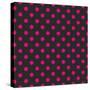 Pattern or Texture with Neon Pink Polka Dots on Black Background-IngaLinder-Stretched Canvas