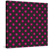 Pattern or Texture with Neon Pink Polka Dots on Black Background-IngaLinder-Stretched Canvas