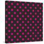 Pattern or Texture with Neon Pink Polka Dots on Black Background-IngaLinder-Stretched Canvas