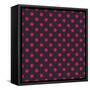 Pattern or Texture with Neon Pink Polka Dots on Black Background-IngaLinder-Framed Stretched Canvas
