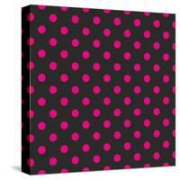 Pattern or Texture with Neon Pink Polka Dots on Black Background-IngaLinder-Stretched Canvas