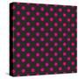 Pattern or Texture with Neon Pink Polka Dots on Black Background-IngaLinder-Stretched Canvas