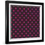 Pattern or Texture with Neon Pink Polka Dots on Black Background-IngaLinder-Framed Art Print