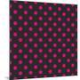 Pattern or Texture with Neon Pink Polka Dots on Black Background-IngaLinder-Mounted Art Print