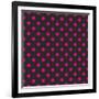 Pattern or Texture with Neon Pink Polka Dots on Black Background-IngaLinder-Framed Art Print