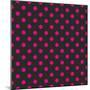 Pattern or Texture with Neon Pink Polka Dots on Black Background-IngaLinder-Mounted Art Print
