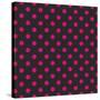 Pattern or Texture with Neon Pink Polka Dots on Black Background-IngaLinder-Stretched Canvas