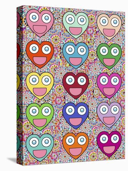 Pattern Smiling Hearts 2-Miguel Balbás-Stretched Canvas