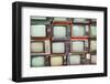 Pattern Wall of Pile Colorful Retro Television (Tv) - Vintage Filter Effect Style.-jakkapan-Framed Photographic Print