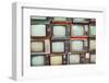 Pattern Wall of Pile Colorful Retro Television (Tv) - Vintage Filter Effect Style.-jakkapan-Framed Photographic Print