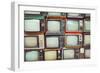 Pattern Wall of Pile Colorful Retro Television (Tv) - Vintage Filter Effect Style.-jakkapan-Framed Photographic Print