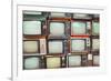 Pattern Wall of Pile Colorful Retro Television (Tv) - Vintage Filter Effect Style.-jakkapan-Framed Photographic Print