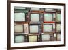 Pattern Wall of Pile Colorful Retro Television (Tv) - Vintage Filter Effect Style.-jakkapan-Framed Photographic Print