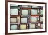 Pattern Wall of Pile Colorful Retro Television (Tv) - Vintage Filter Effect Style.-jakkapan-Framed Photographic Print