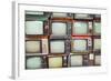 Pattern Wall of Pile Colorful Retro Television (Tv) - Vintage Filter Effect Style.-jakkapan-Framed Photographic Print