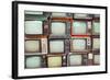 Pattern Wall of Pile Colorful Retro Television (Tv) - Vintage Filter Effect Style.-jakkapan-Framed Photographic Print