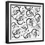 Pattern With Black Circles On White Background-hibrida13-Framed Premium Giclee Print
