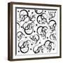 Pattern With Black Circles On White Background-hibrida13-Framed Art Print