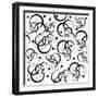 Pattern With Black Circles On White Background-hibrida13-Framed Art Print