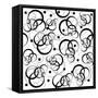 Pattern With Black Circles On White Background-hibrida13-Framed Stretched Canvas