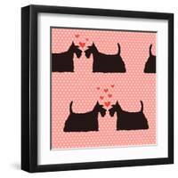 Pattern with Cartoon Dogs.-TashaNatasha-Framed Art Print