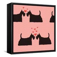 Pattern with Cartoon Dogs.-TashaNatasha-Framed Stretched Canvas