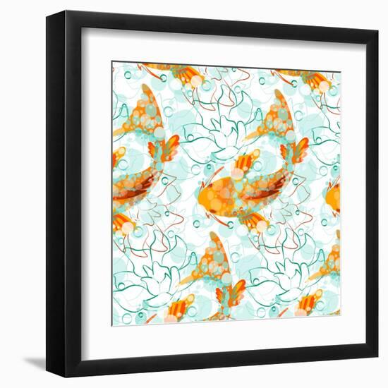 Pattern with Koi Fish-Derenskaya-Framed Art Print