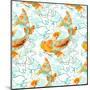 Pattern with Koi Fish-Derenskaya-Mounted Art Print